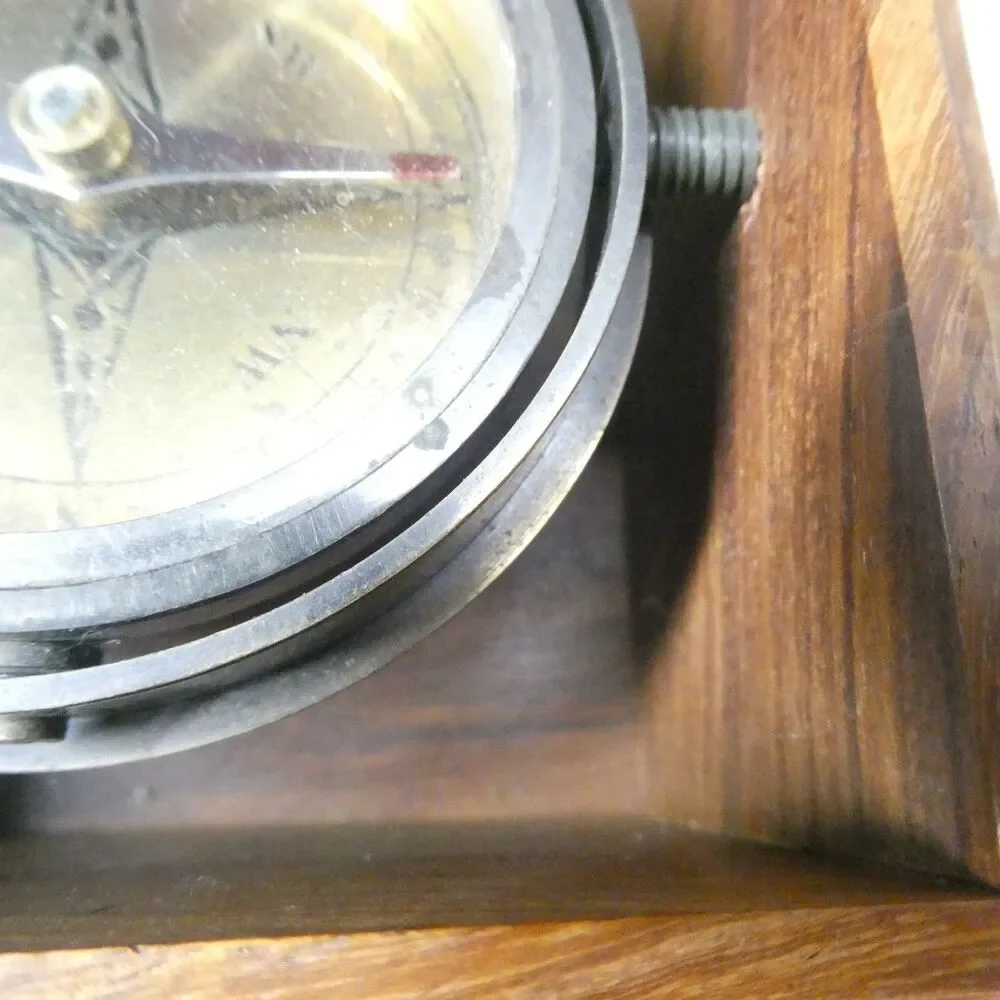 Brass Compass w/Wooden Box Nautical Maritime Vintage Style